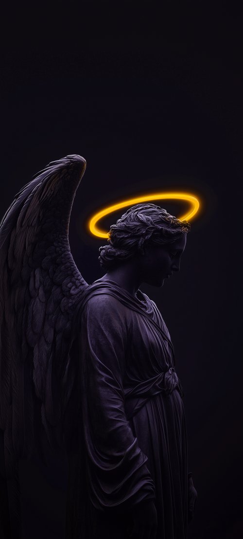 Glowing Neon Angel Statue - Related StockWalls wallpaper