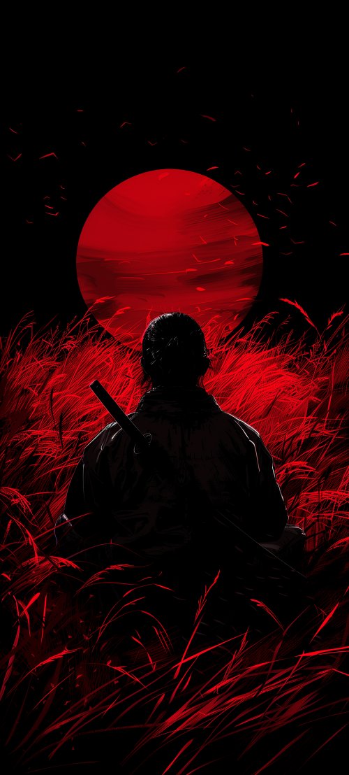 Lone Samurai Red Moon - Related Ghetto Wallpapers wallpaper
