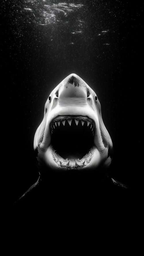 Monochrome Great White Shark - Related Ghetto Wallpapers wallpaper
