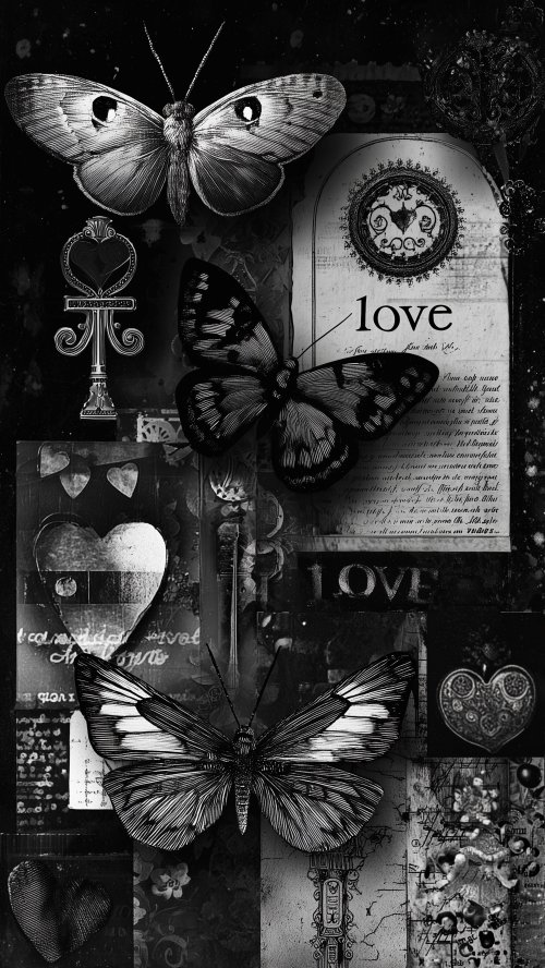 Gothic Butterfly Love Collage - Related Ghetto Wallpapers wallpaper