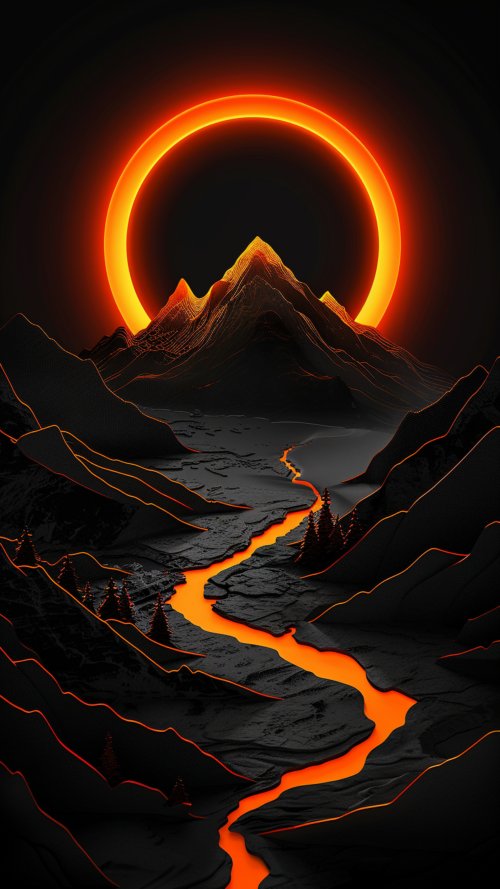 Glowing Neon Mountain Landscape - neon Wallpaper