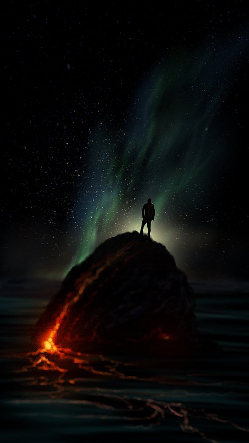 Lone Traveler Under Aurora - Related Darkify wallpaper