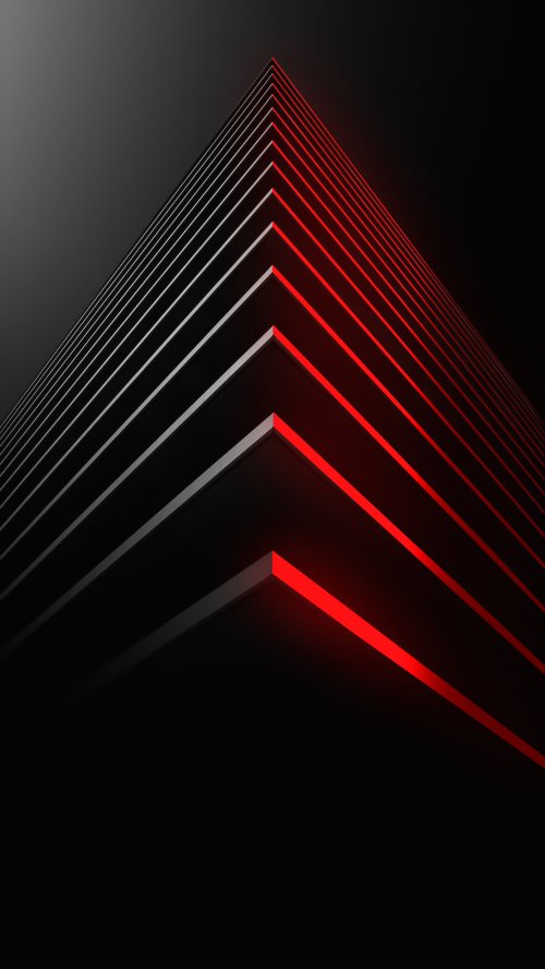 Red Neon Geometric Pyramid - geometric Wallpaper