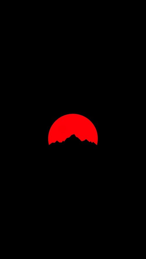 Red Sun Mountain Silhouette - minimal Wallpaper