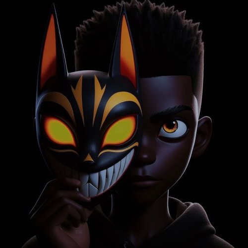 Boy With Cat Mask