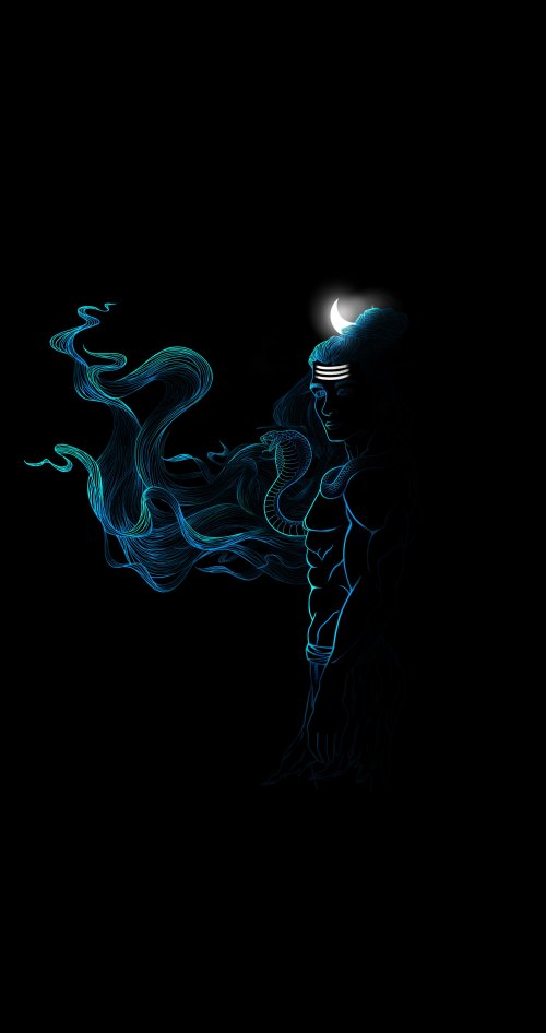 Neon Lord Shiva Art