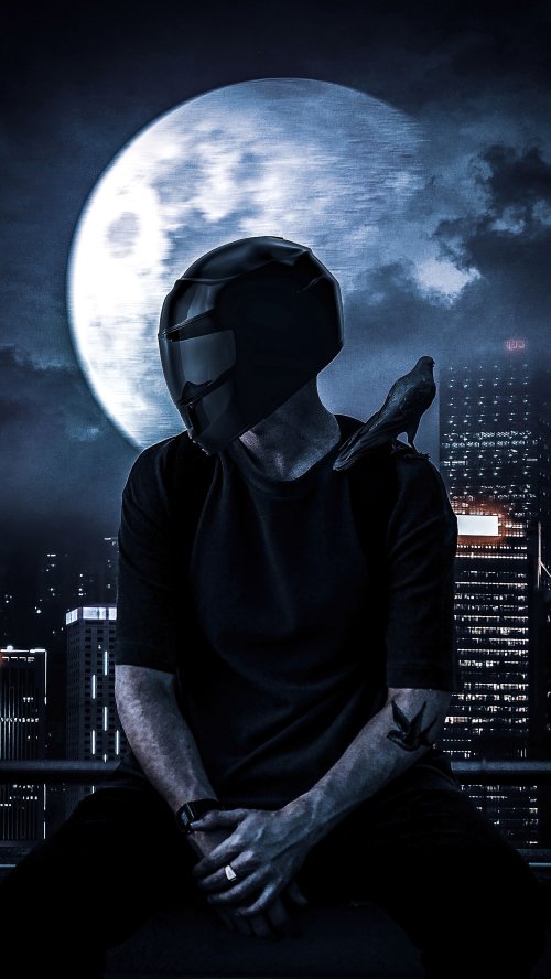 Biker Under Full Moon - Related Ghetto Wallpapers wallpaper