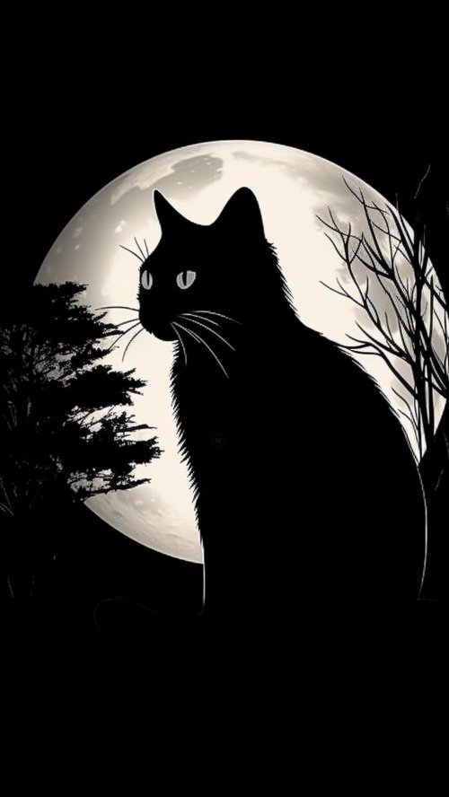 Black Cat Moon - cat Wallpaper