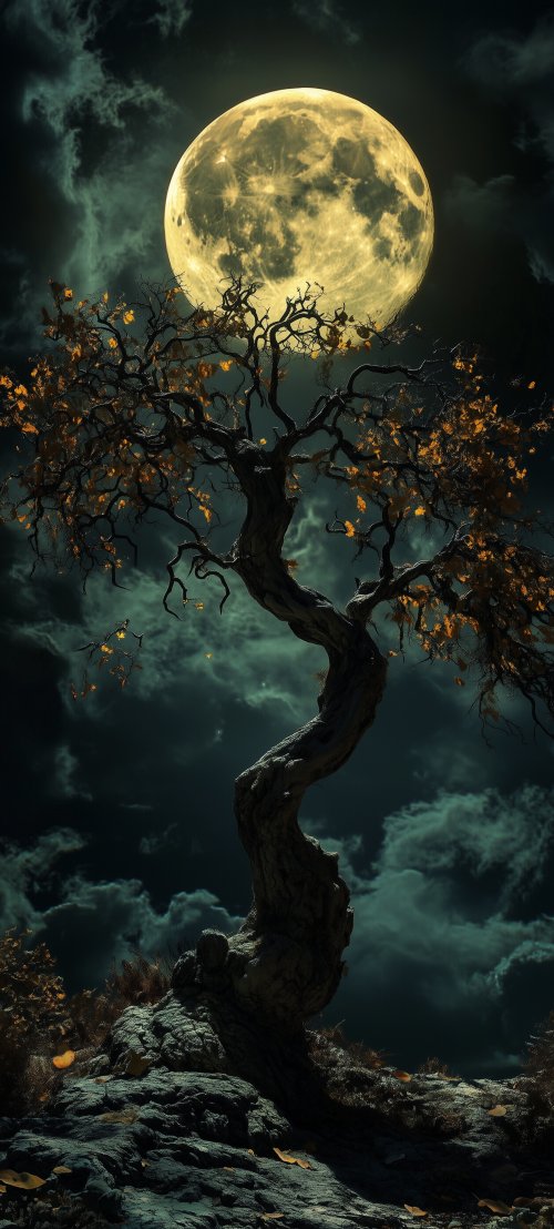 Moonlit Twisted Tree - Related Ghetto Wallpapers wallpaper