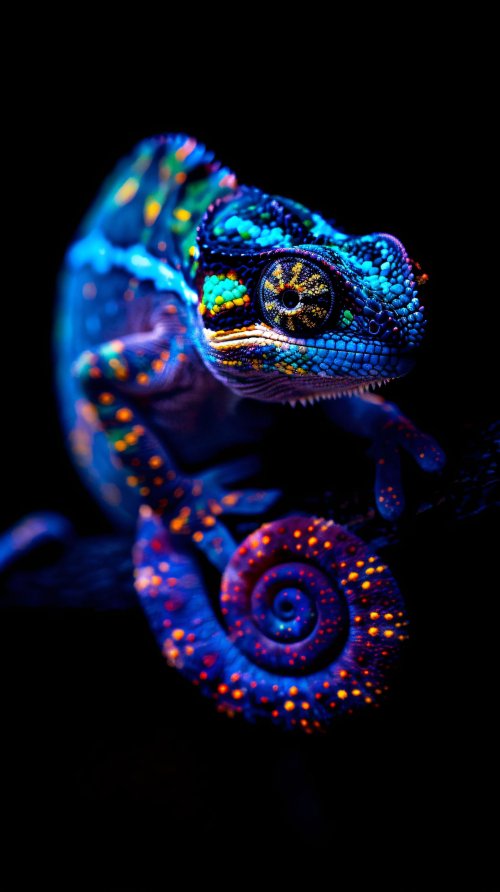 Neon Chameleon Close-Up - Related StockWalls wallpaper