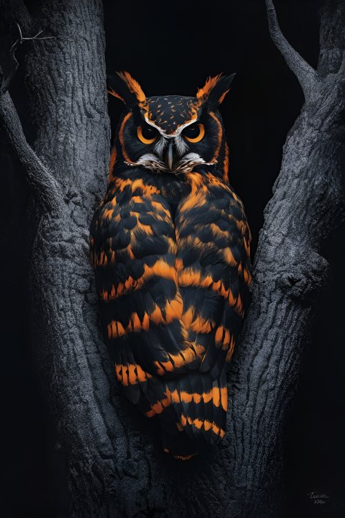 Vibrant Owl in Darkness - owl Wallpaper