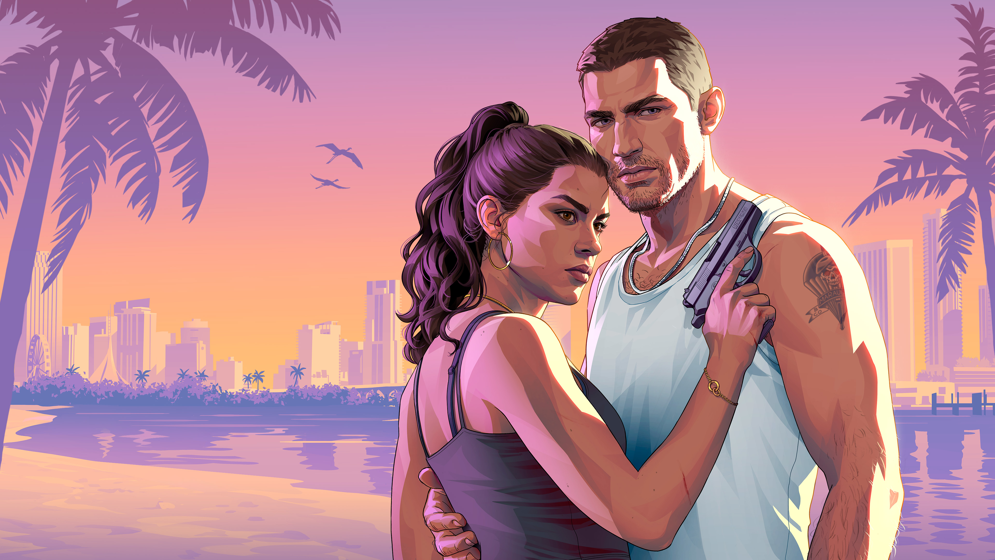 GTA VI Sunset Duo - gaming wallpaper for Desktop & Laptop