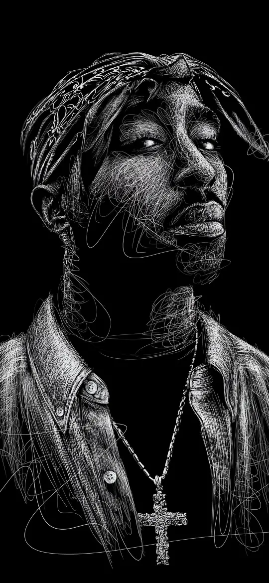 2Pac Scribble Portrait - Related Dope Wallpapers wallpaper