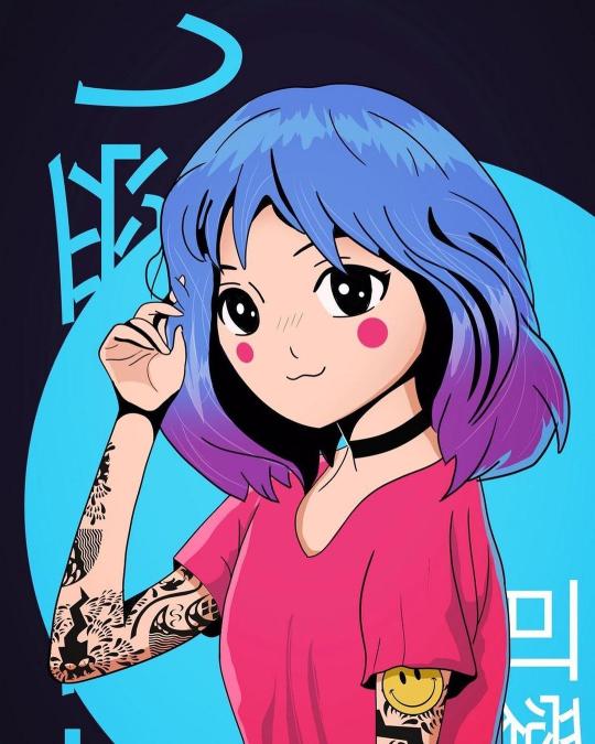 Anime Girl with Tattoos - Related Dope Wallpapers wallpaper