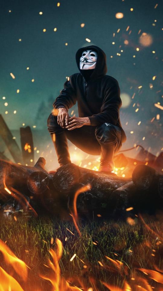 Anonymous Figure in Flames - Related Dope Wallpapers wallpaper
