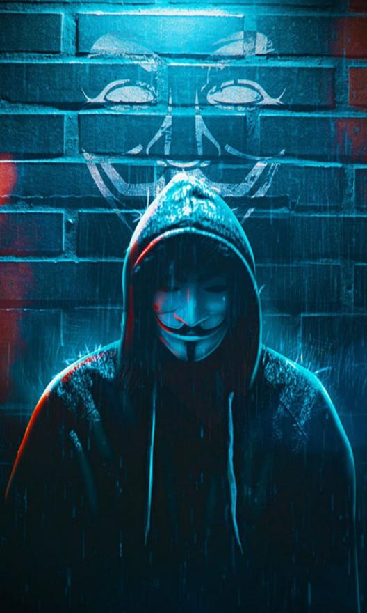 Anonymous Mask in Rain