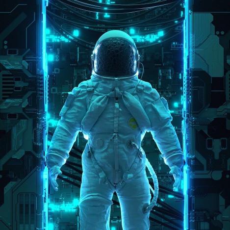 Astronaut in Cyberpunk Portal - Related Ghetto Wallpapers wallpaper