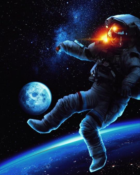 Astronaut Kicking Moon