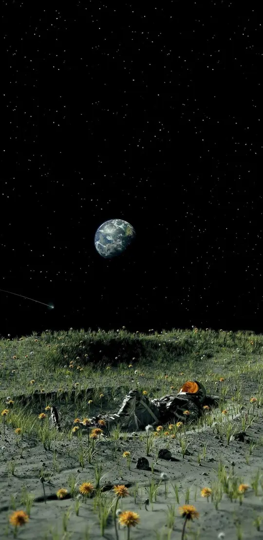 Astronaut's Lunar Meadow Rest - Related Ghetto Wallpapers wallpaper