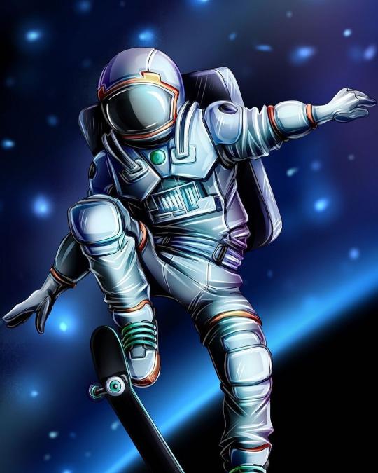 Astronaut Skateboarding in Space - Related Dope Wallpapers wallpaper