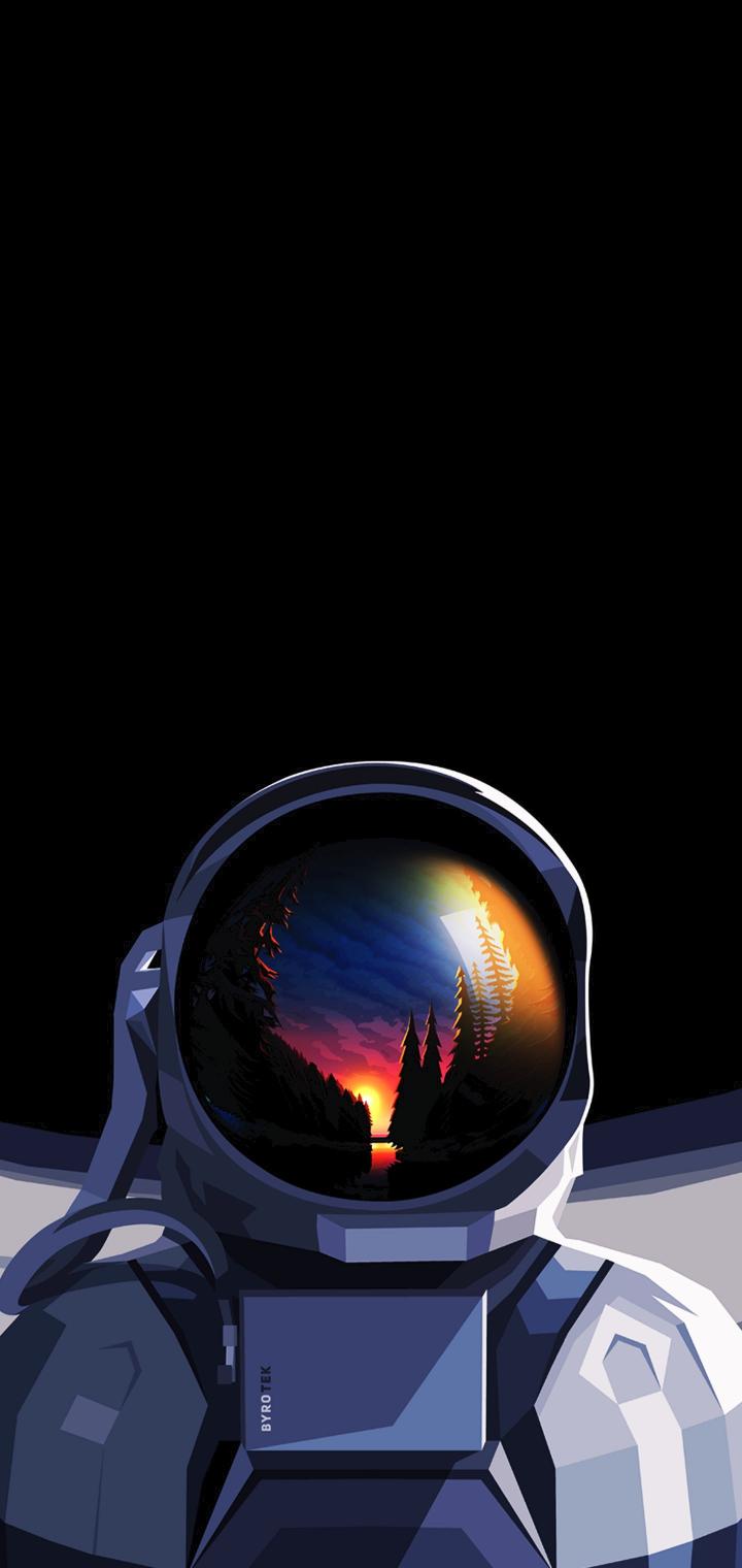 Astronaut Sunset Reflection
