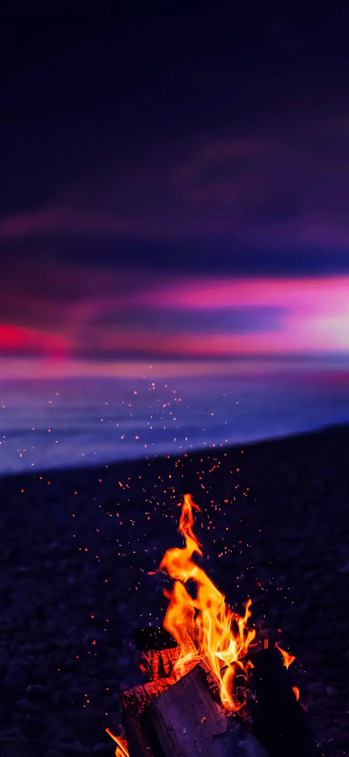 Beach Bonfire at Sunset - Related Dark Wallpapers wallpaper