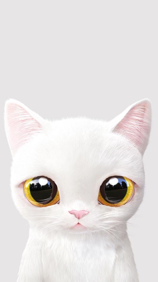 Big-Eyed White Kitty - Related Dope Wallpapers wallpaper