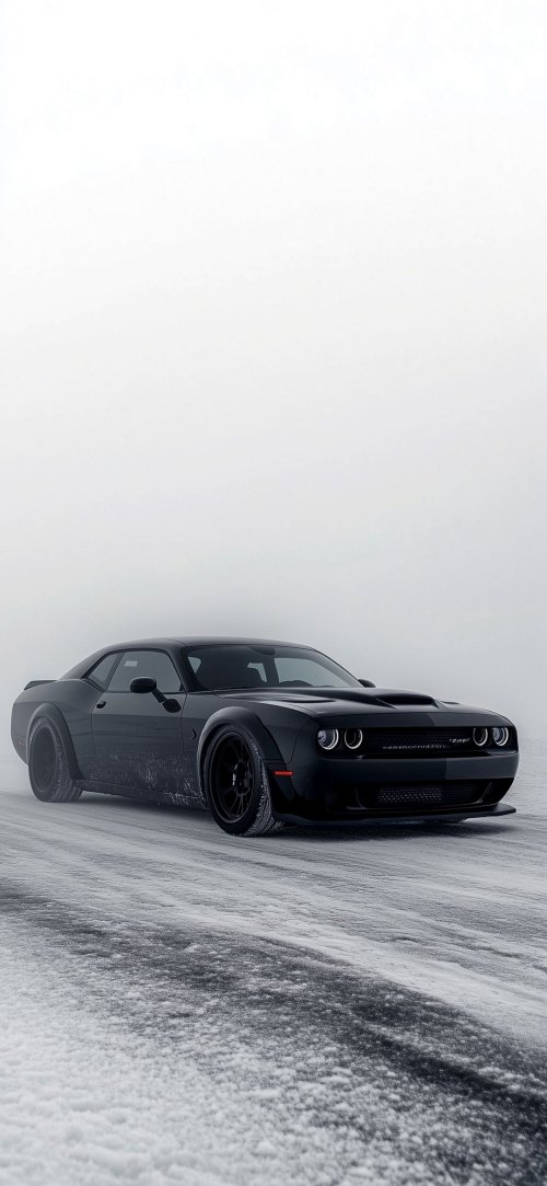 Black Challenger in Snow - cars Wallpaper
