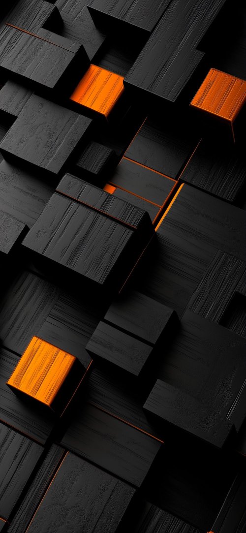 Black Orange Cubes - abstract Wallpaper