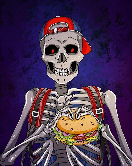 Burger Loving Skeleton
