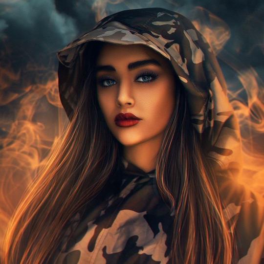 Camo Girl Fire Gaze