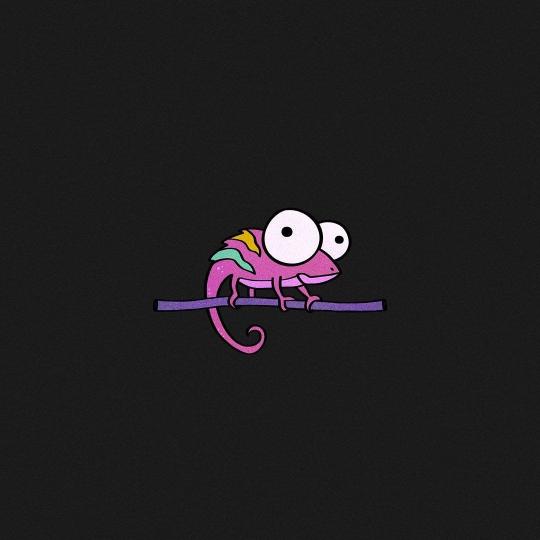 Cartoon Chameleon on Branch