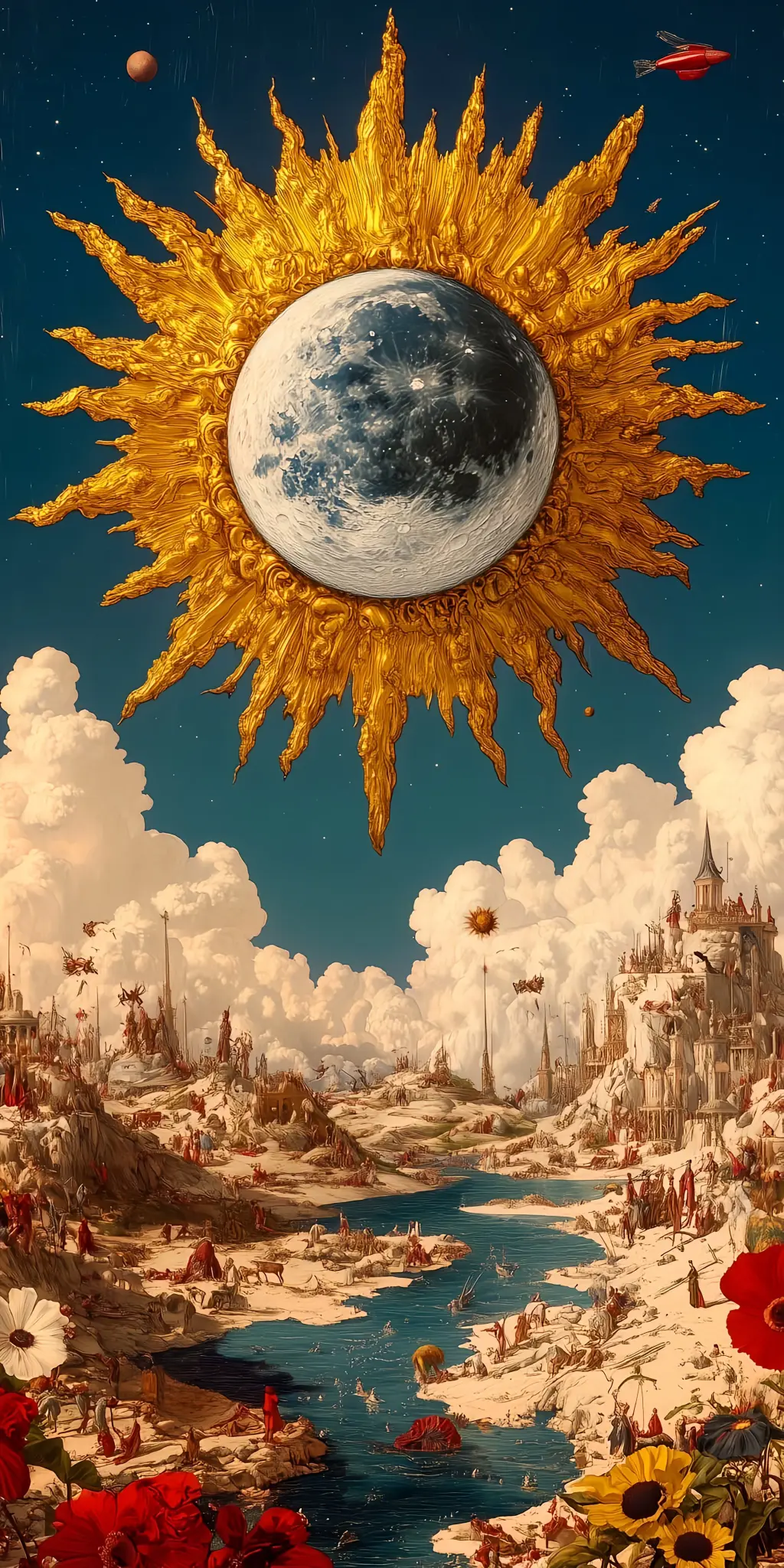 Celestial Golden Sunscape - Fantasy Wallpaper