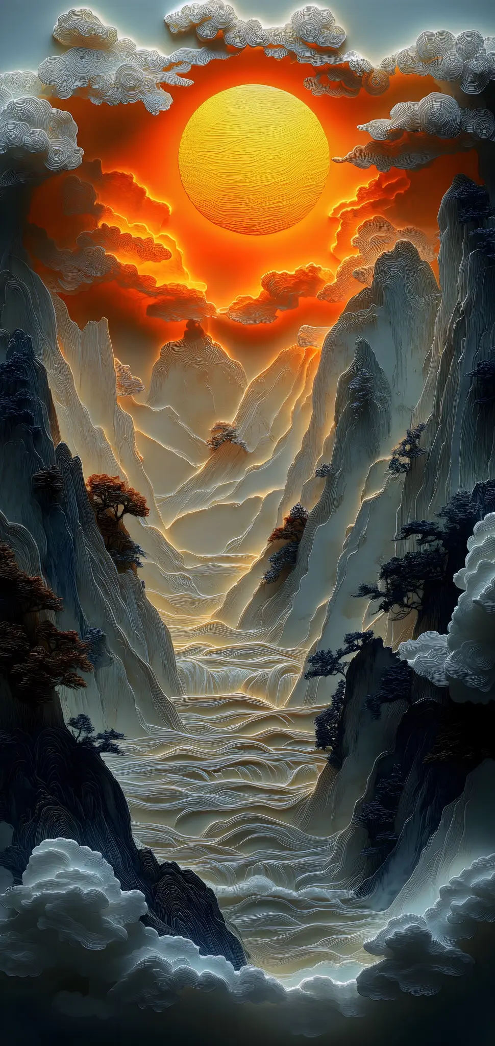 Celestial Mountain Vista - landscape Wallpaper