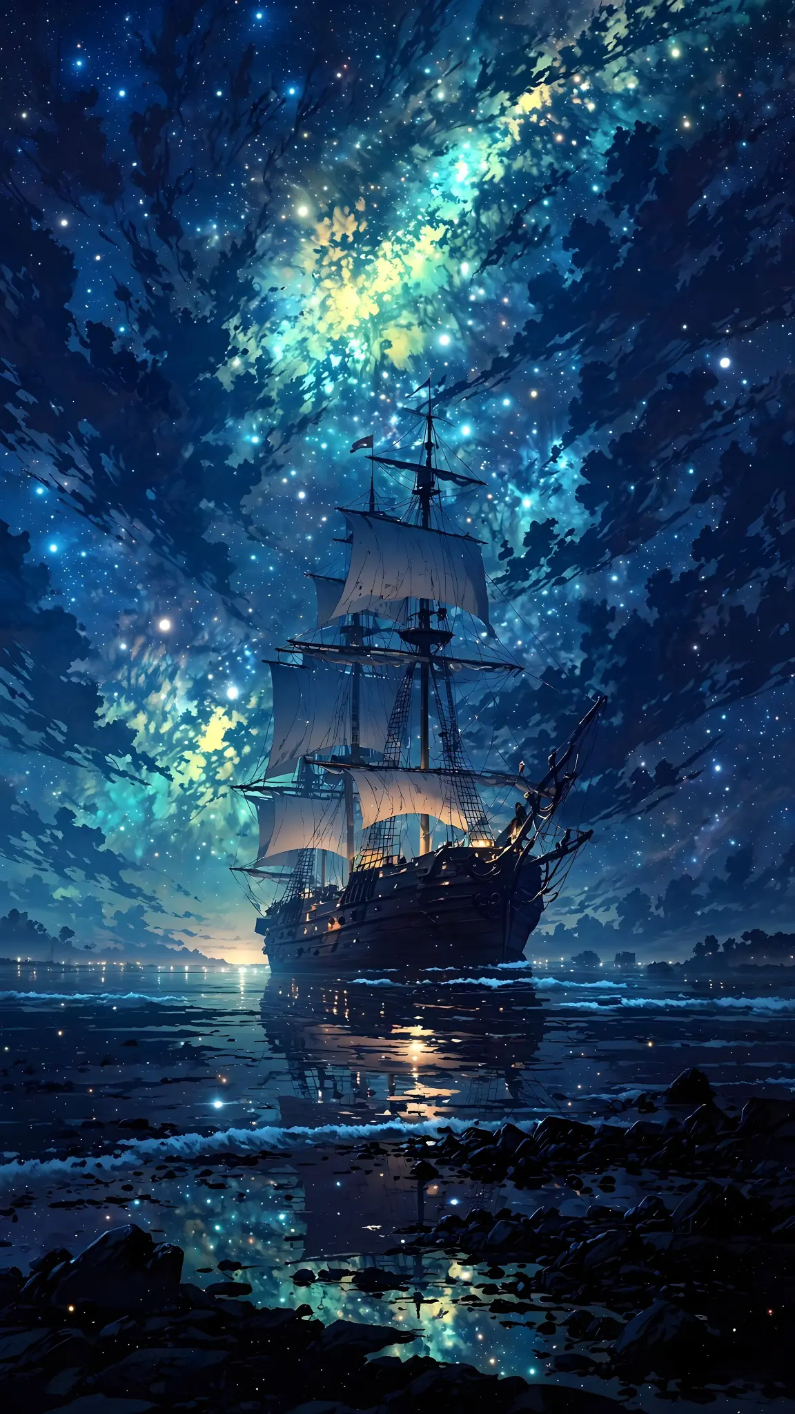 Celestial Sailing Ship Voyage - Related Anime Wallpapers wallpaper