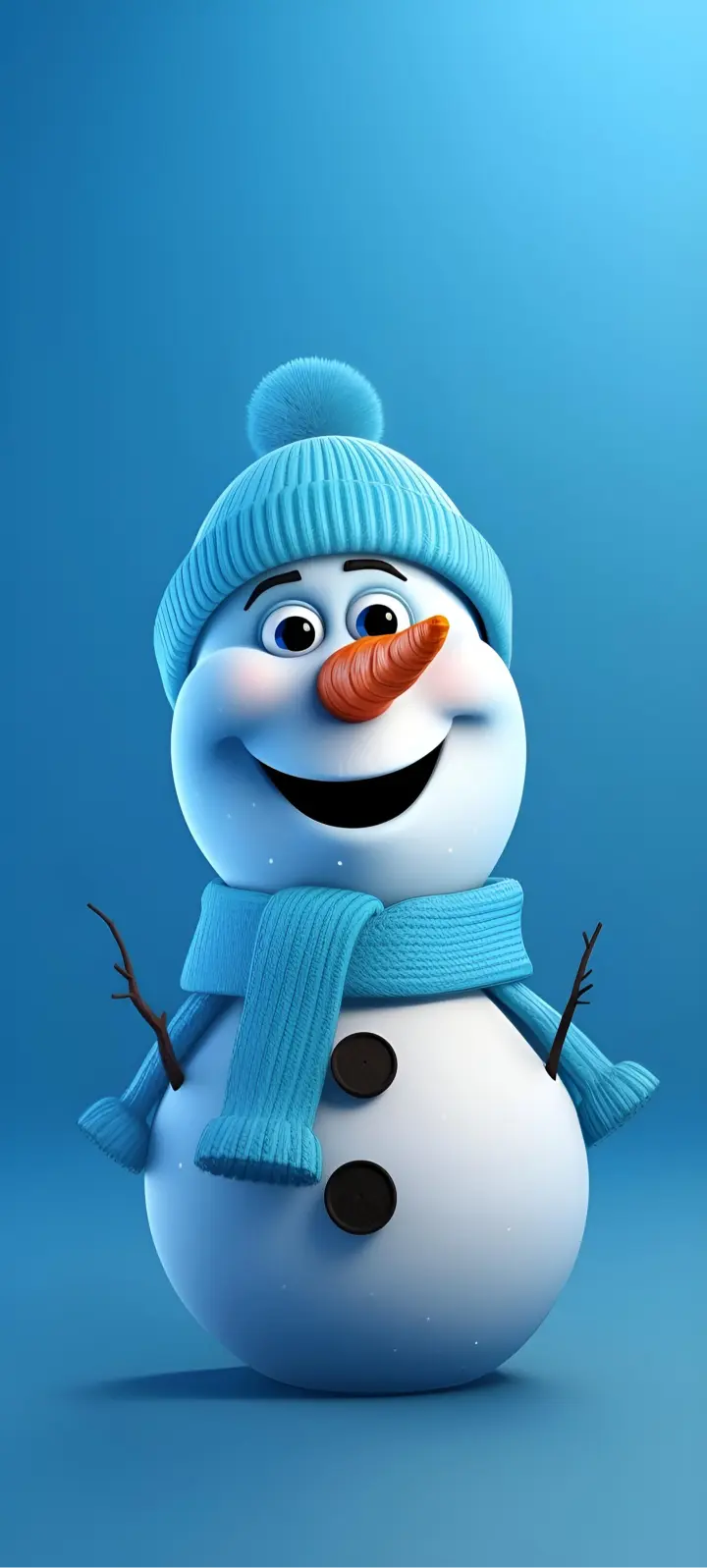Cheerful Blue Snowman - Christmas Wallpaper