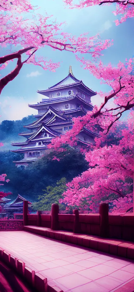 Cherry Blossom Temple View