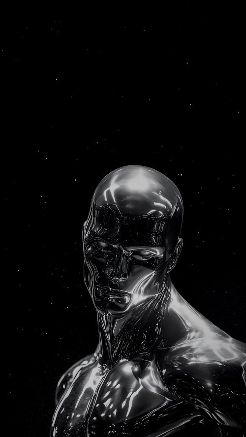 Chrome Figure in Space
