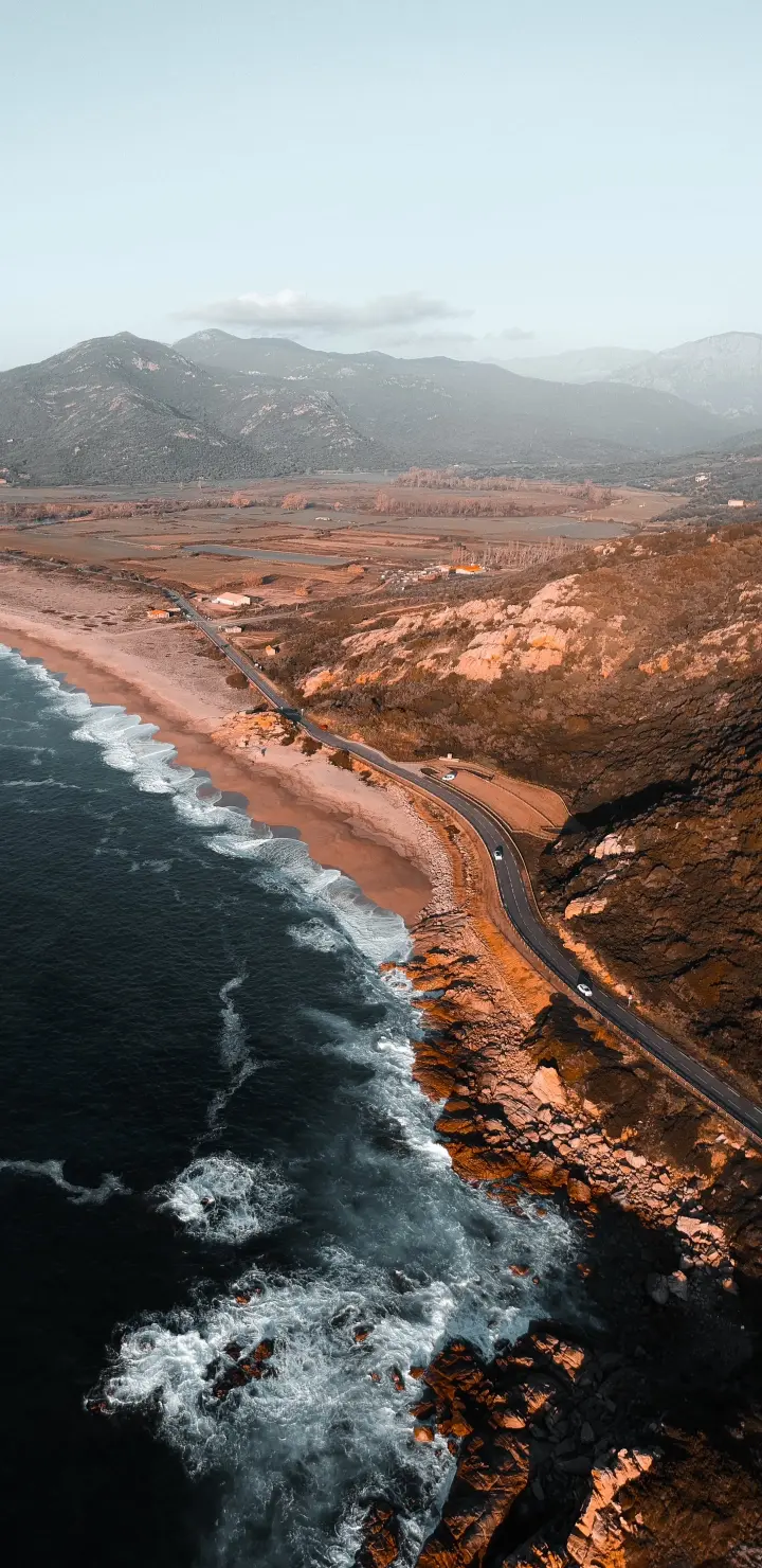 Coastal Road Aerial View - beach Wallpaper