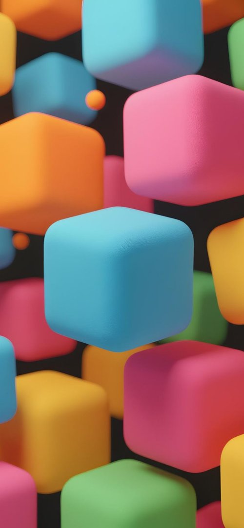 Colorful Floating Cubes - abstract Wallpaper