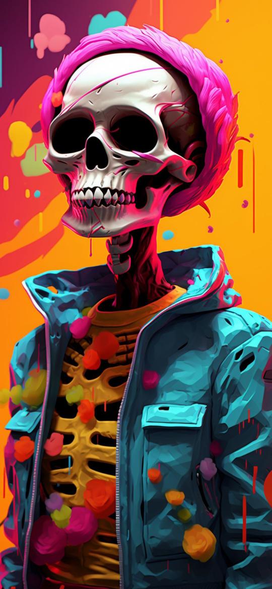 Colorful Skull in Jacket - Related Dope Wallpapers wallpaper