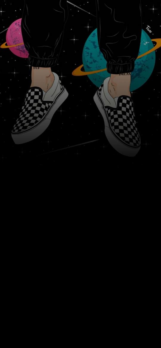 Cosmic Checkered Shoes - Related Dope Wallpapers wallpaper