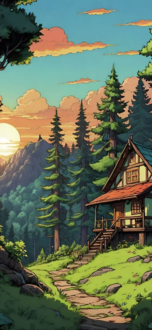 Cozy Cabin Sunset - Related Dope Wallpapers wallpaper