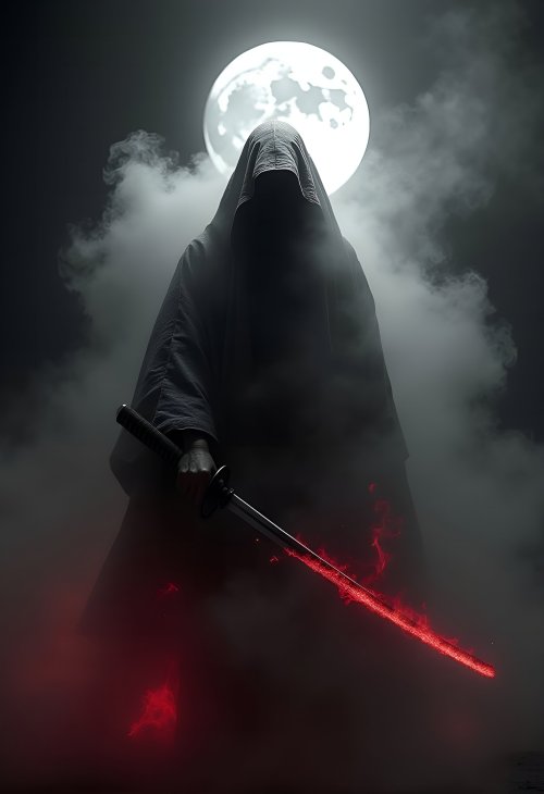 Crimson Blade Under Moon - Related Dark Wallpapers wallpaper