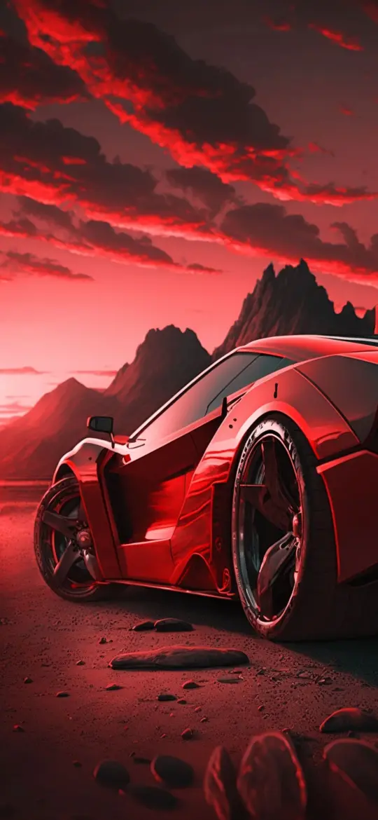 Crimson Car Landscape - Related Dope Wallpapers wallpaper