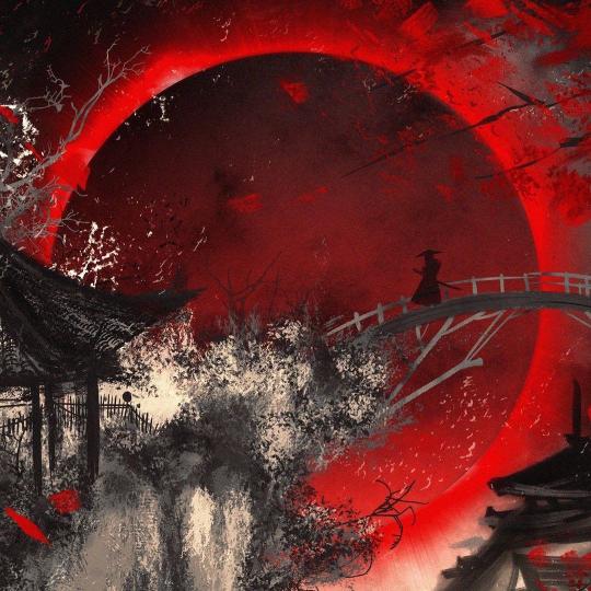 Crimson Moon Samurai - Related 4K Wallpapers wallpaper