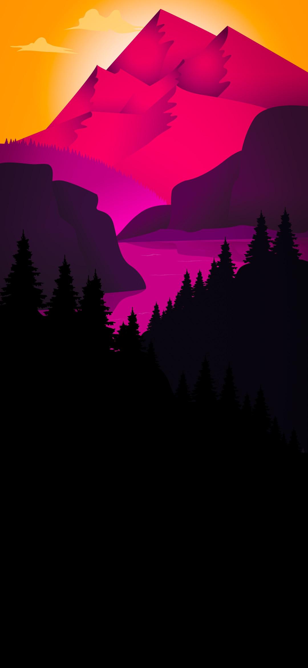 Crimson Mountain Landscape