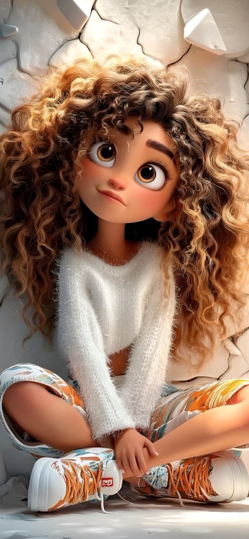 Curly Haired Girl Portrait - dope Wallpaper