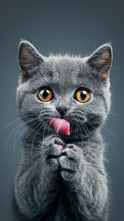 Cute Gray Kitten Licking - Related Ghetto Wallpapers wallpaper