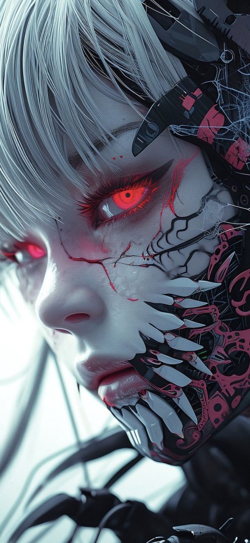 Cybernetic Red-Eyed Beauty
